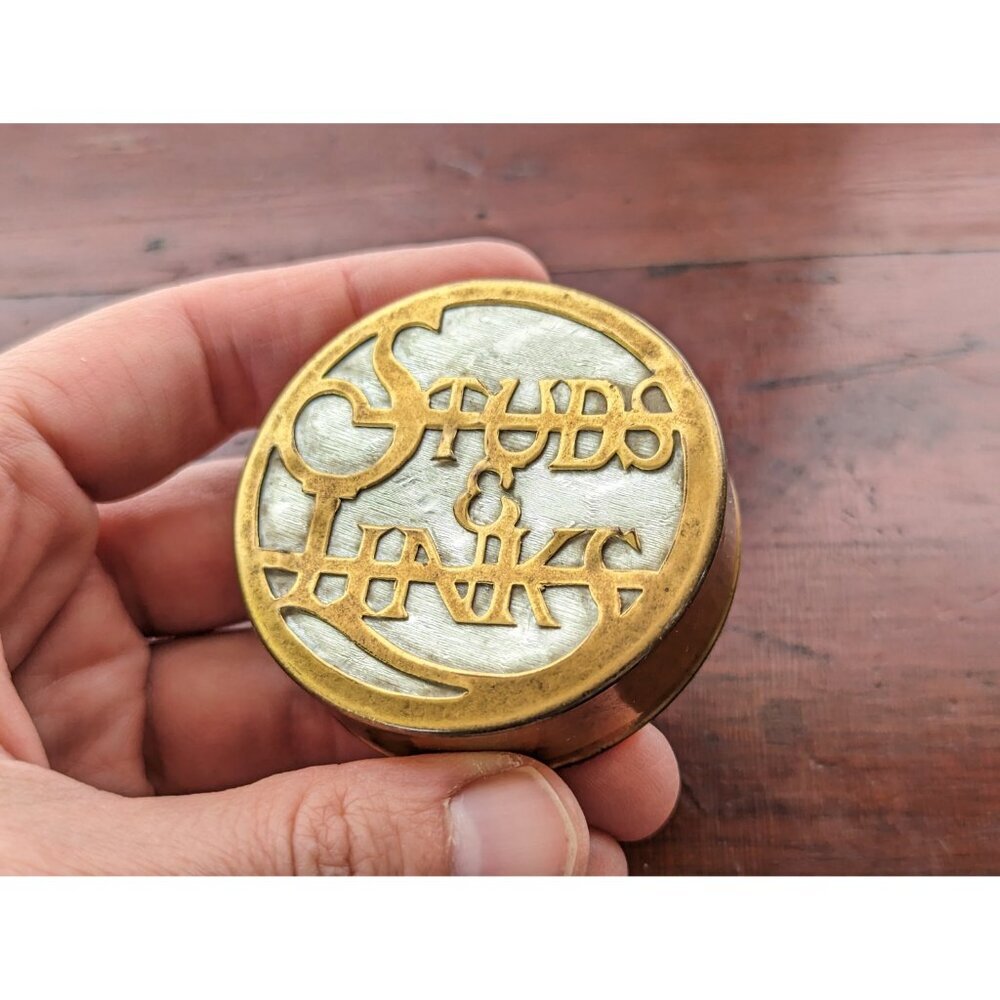 Spectacular brass art nouveau cufflink box, studs and links box, steampunk